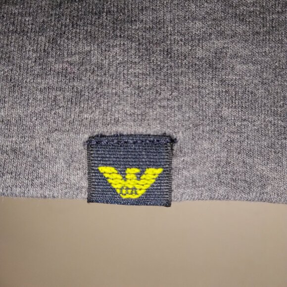 Armani gray zip pullover with lime green hood and side zippers - Picture 5 of 7